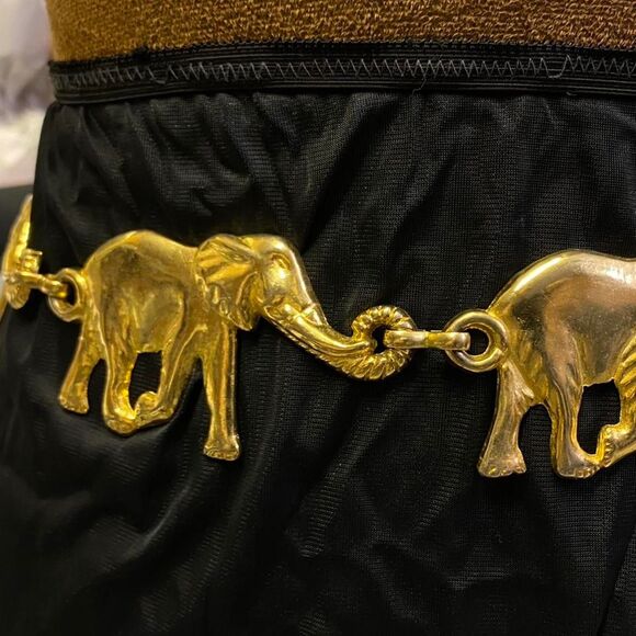 Vintage Festival Y2K Retro Novelty Gold Tone Elephant Chain Belt Anne Klein main image 6